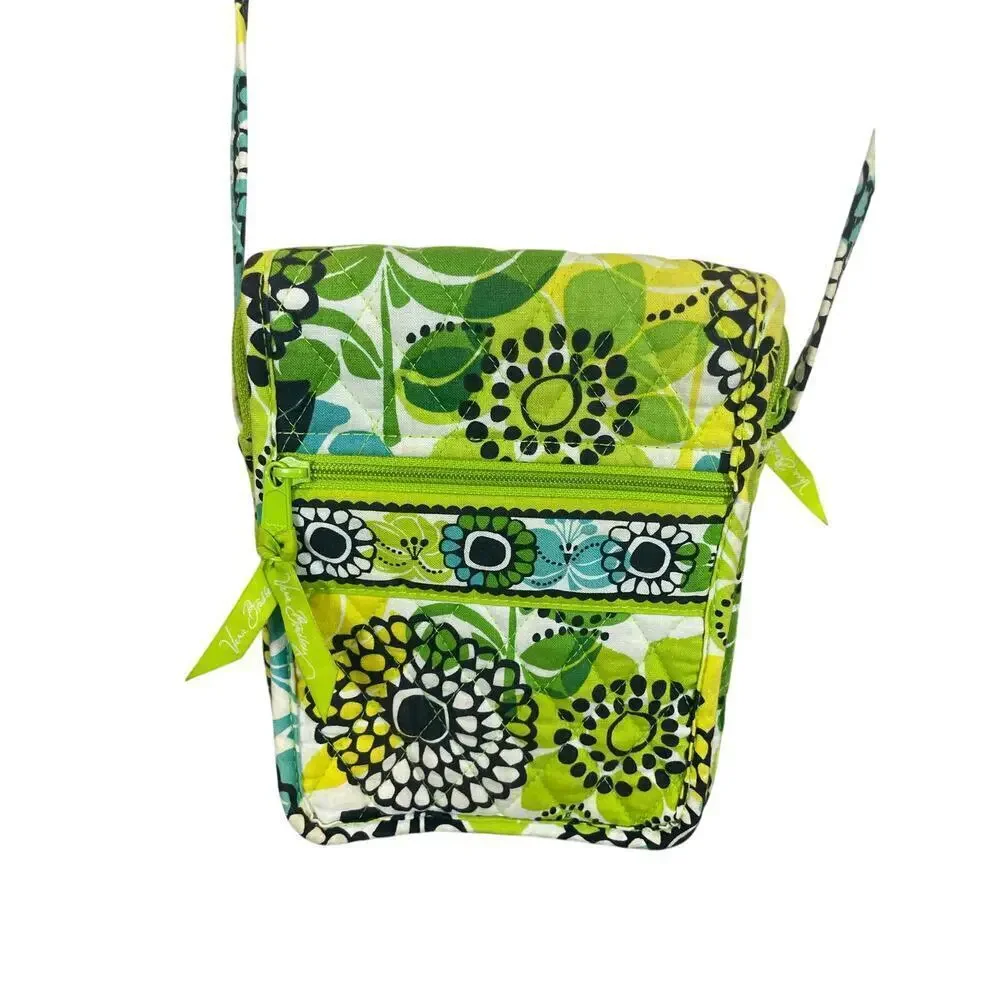 VERA BRADLEY MINI HIPSTER CROSSBODY BAG FLORAL LIME GREEN BOHO QUILTED VERSATILE